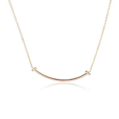 Tiffany T Smile Diamond Necklace in 18k Yellow Gold 0.10 CTW