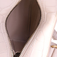 Balenciaga Light Beige Shiny Croc-Embossed Calfskin Nano Neo Classic Bag