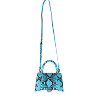 Balenciaga Azur and Black Python-Embossed Calfskin Small Hourglass Bag