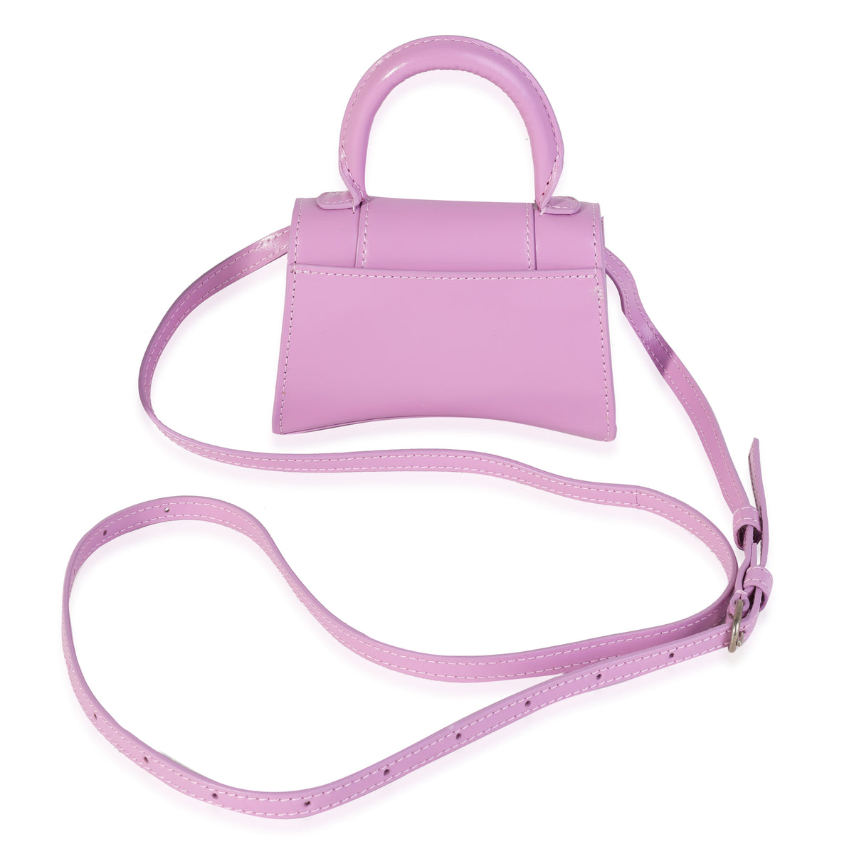 Balenciaga Lilac Shiny Box Leather Mini Hourglass Top Handle Bag