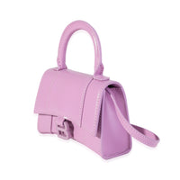 Balenciaga Lilac Shiny Box Leather Mini Hourglass Top Handle Bag
