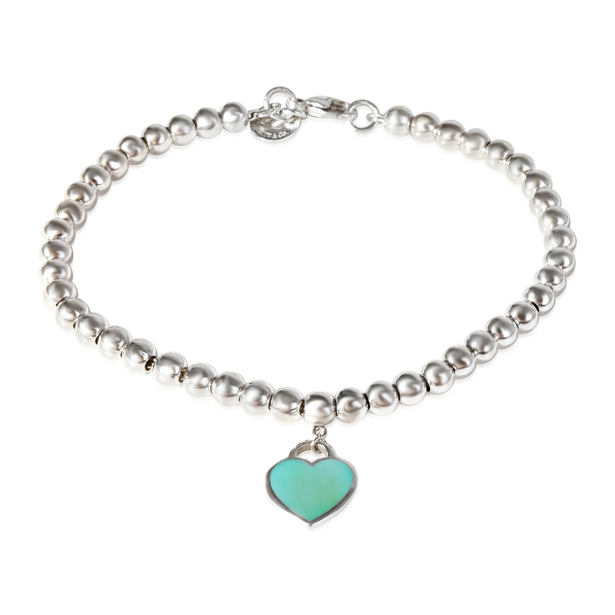 Return To Tiffany Bead Bracelet With Blue Enamel Heart Tag in Sterling Silver