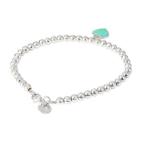 Return To Tiffany Bead Bracelet With Blue Enamel Heart Tag in Sterling Silver