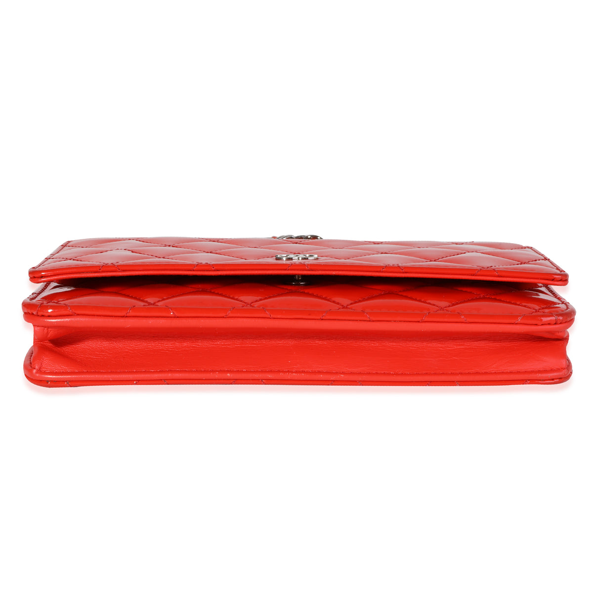 Red Quilted Patent Leather Wallet On Chain