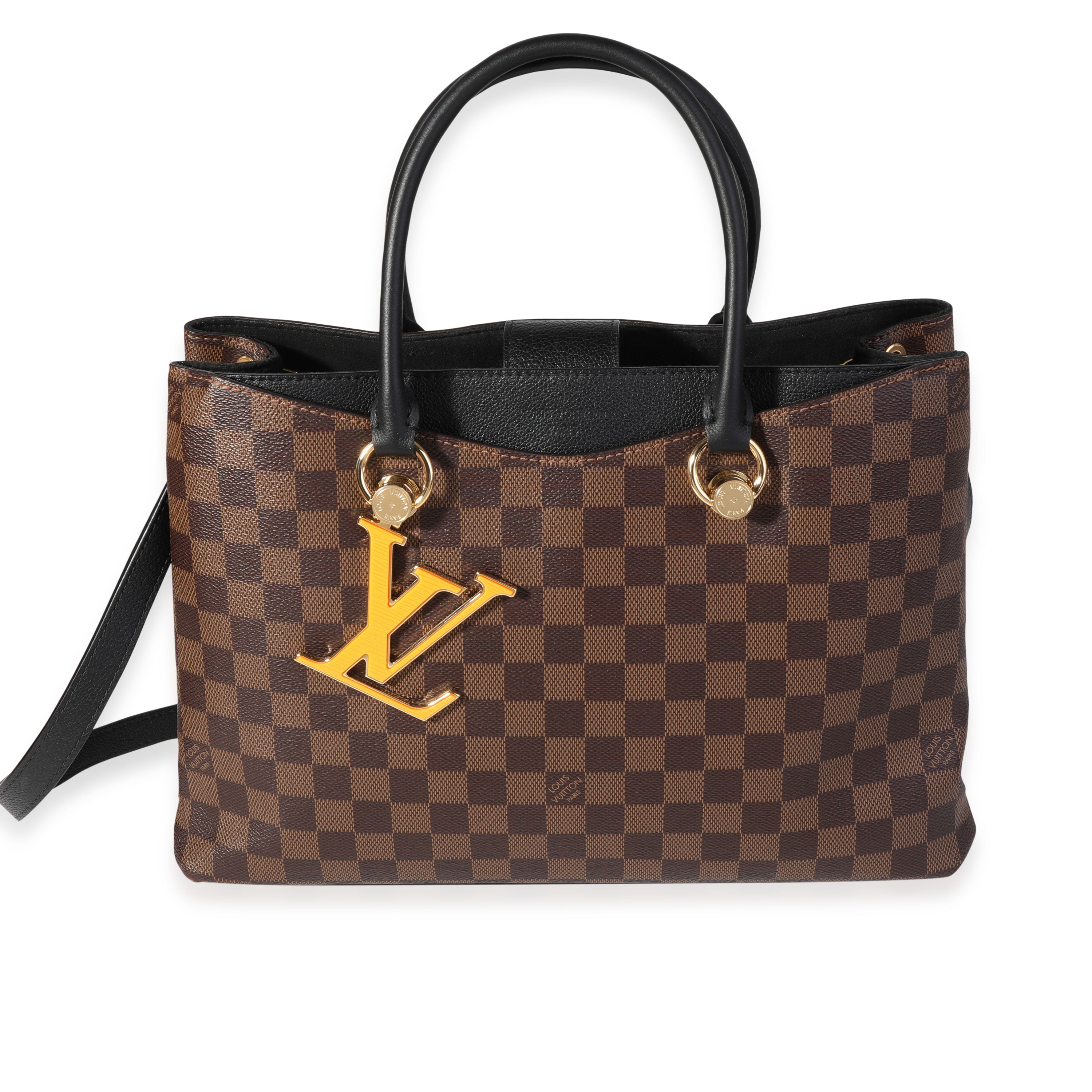 Louis Vuitton Riverside Damier Ebene Satchel Shoulder Bag Brown Black Orange