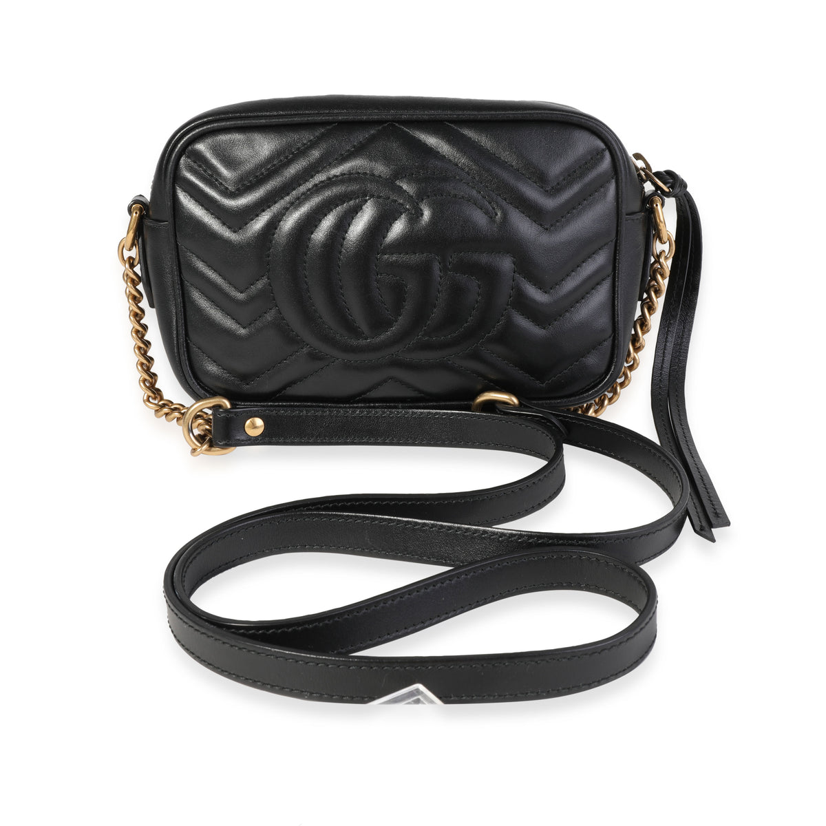 Gucci Calfskin Matelassé Mini GG Marmont Chain Shoulder Bag