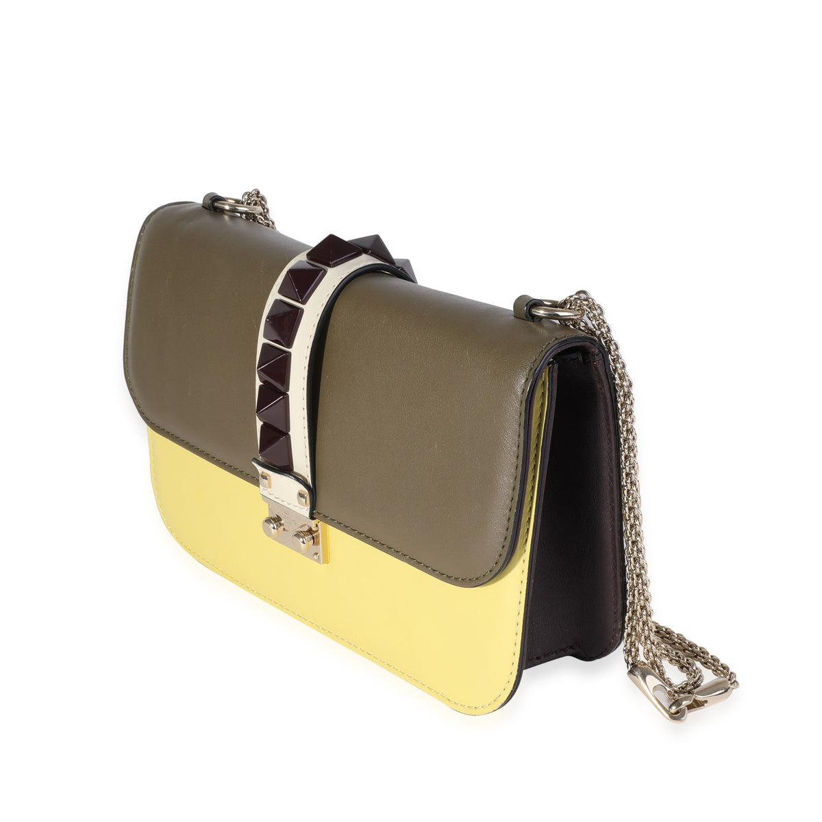 Valentino Leather Rockstud Glam Lock Medium Flap Bag