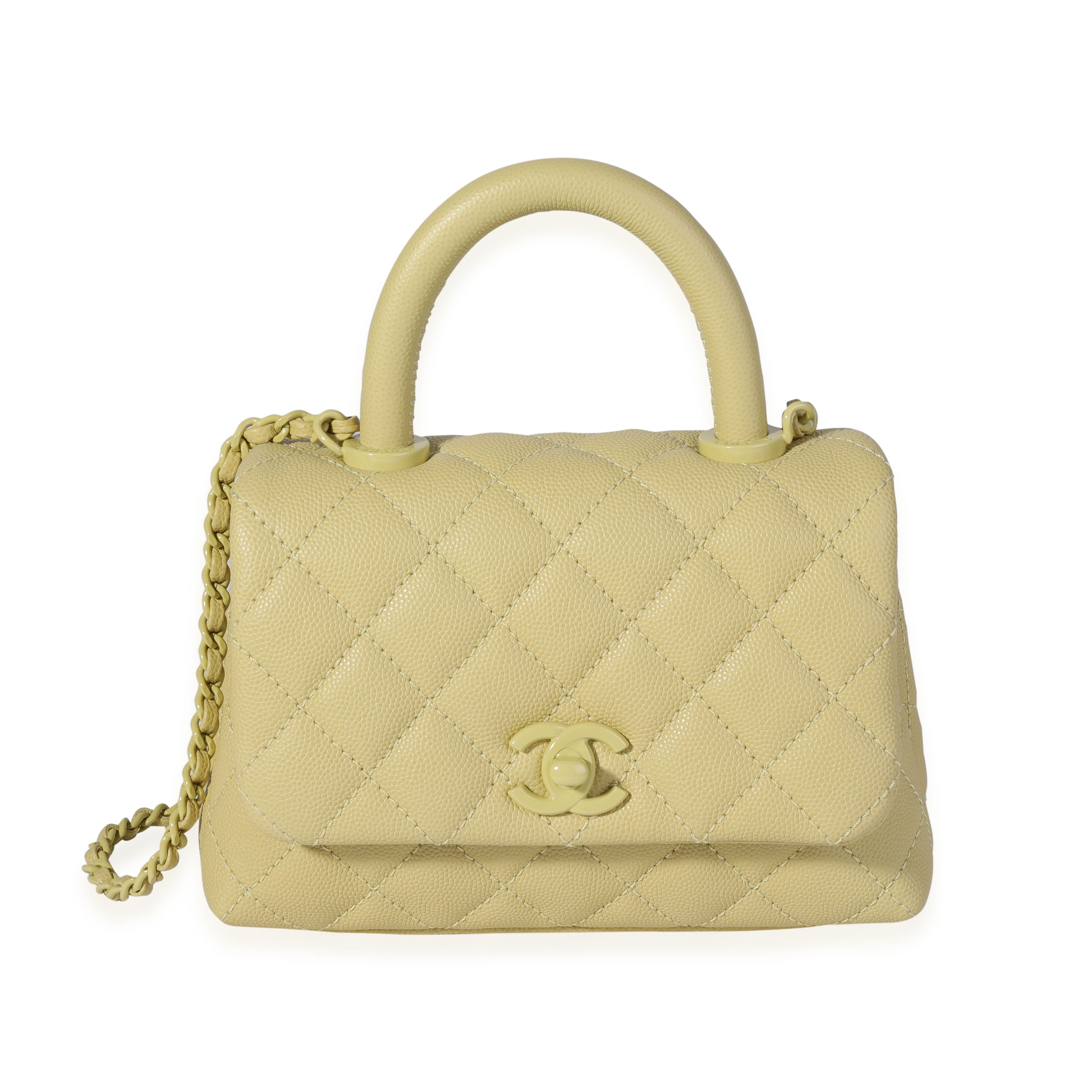 Chanel Yellow Caviar Extra Mini Coco Top Handle Bag, myGemma