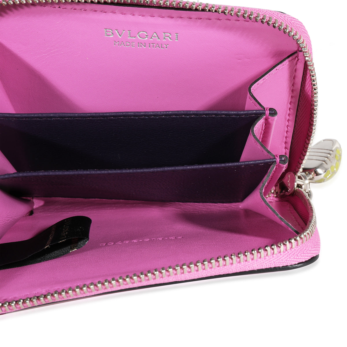 Bvlgari Pink Calfskin Serpenti Forever Zip Wallet