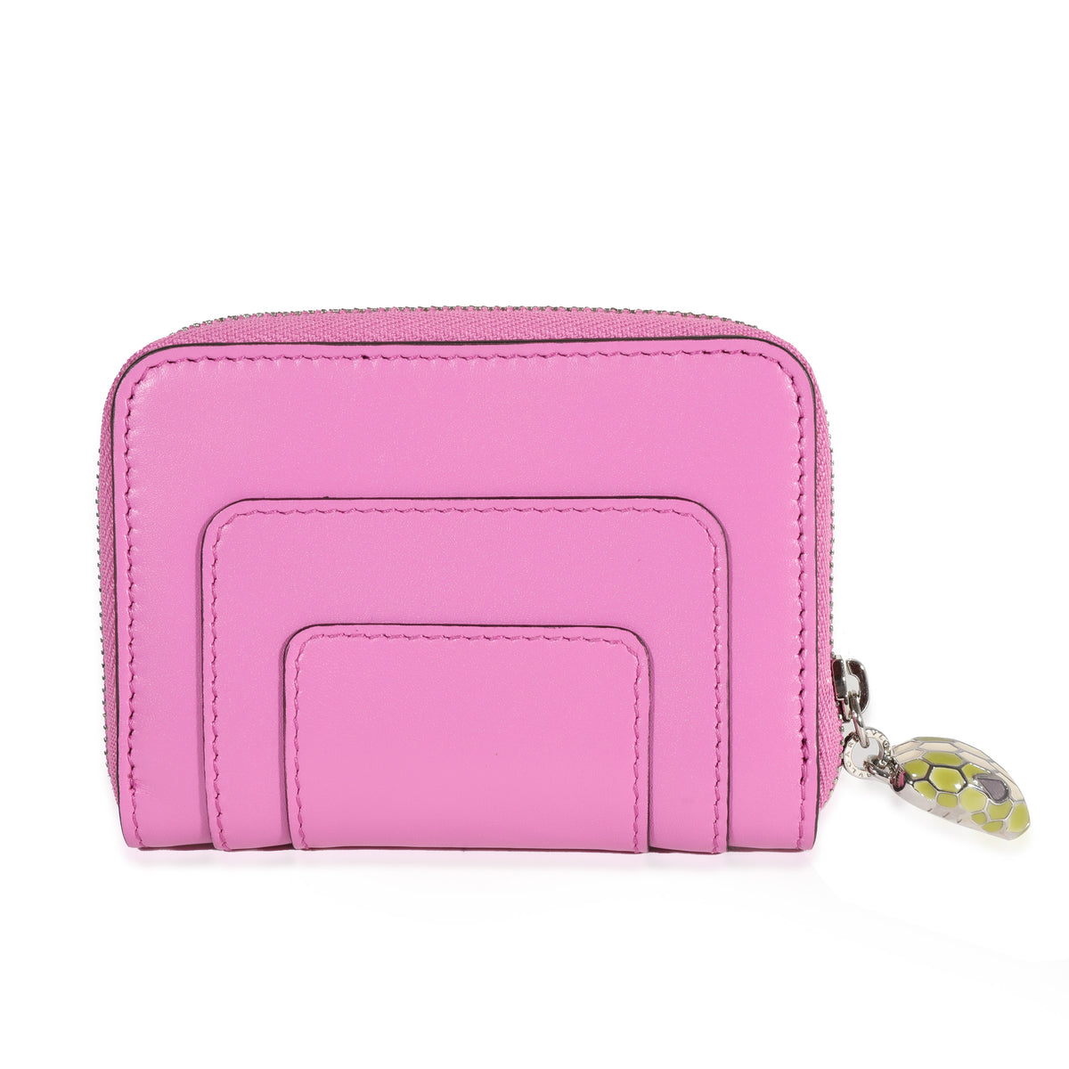 Bvlgari Pink Calfskin Serpenti Forever Zip Wallet