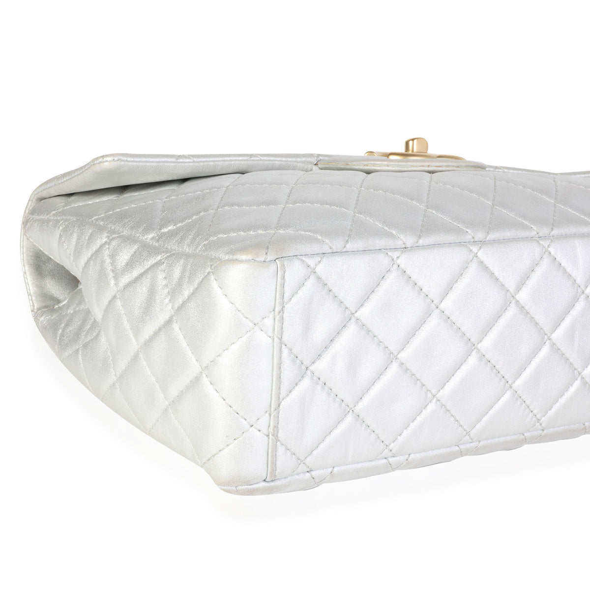 Chanel Silver Quilted Lambskin Soft Maxi Single Flap Bag