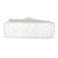 Chanel Silver Quilted Lambskin Soft Maxi Single Flap Bag