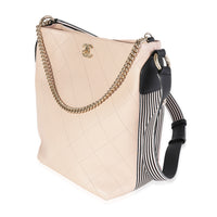 Chanel Beige Stitched Calfskin Hobo