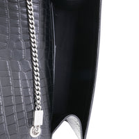 Saint Laurent Black Crocodile-Embossed Leather Medium Kate Tassel Bag