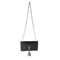 Saint Laurent Black Crocodile-Embossed Leather Medium Kate Tassel Bag