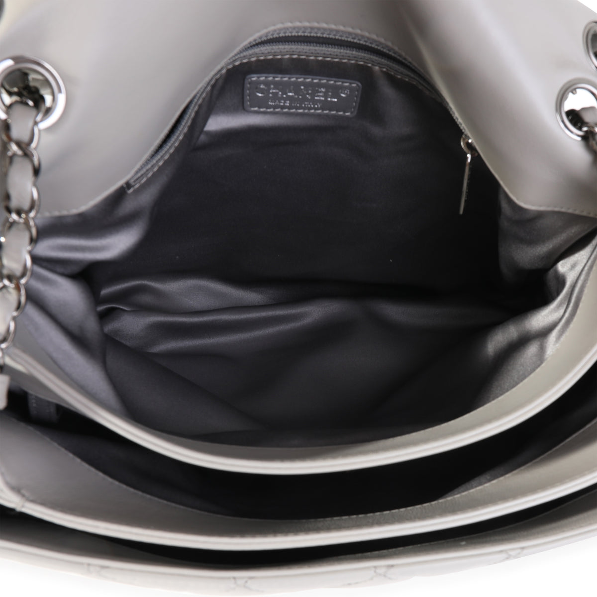 Chanel Light Grey Quilted Lambskin Mini Square Classic Flap Bag, myGemma, DE