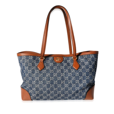 Gucci Blue GG Denim Medium Ophidia Tote