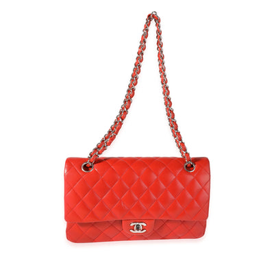 Chanel Red Quilted Lambskin Medium Classic Double Flap Bag