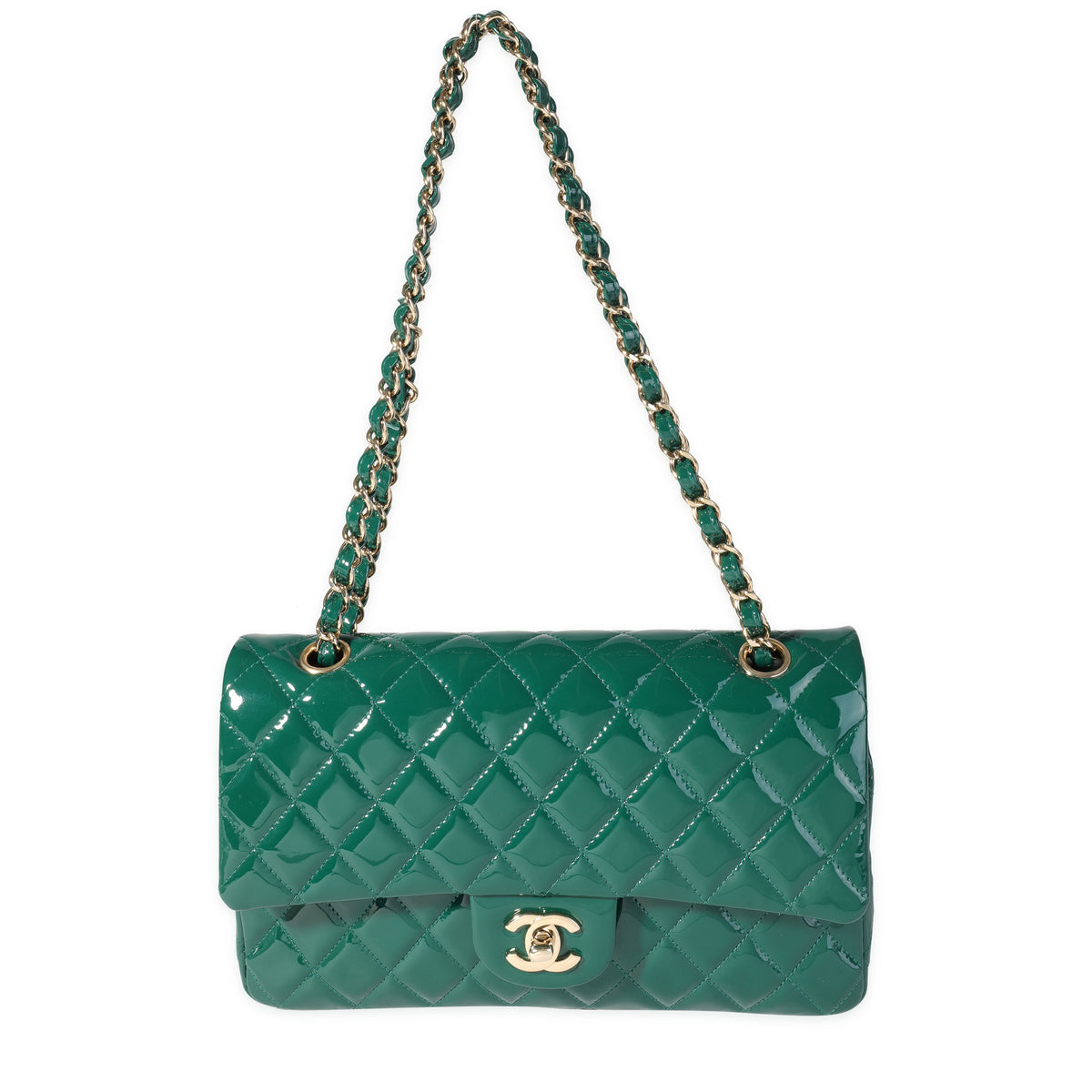 Chanel Green Patent Medium Classic Double Flap Bag