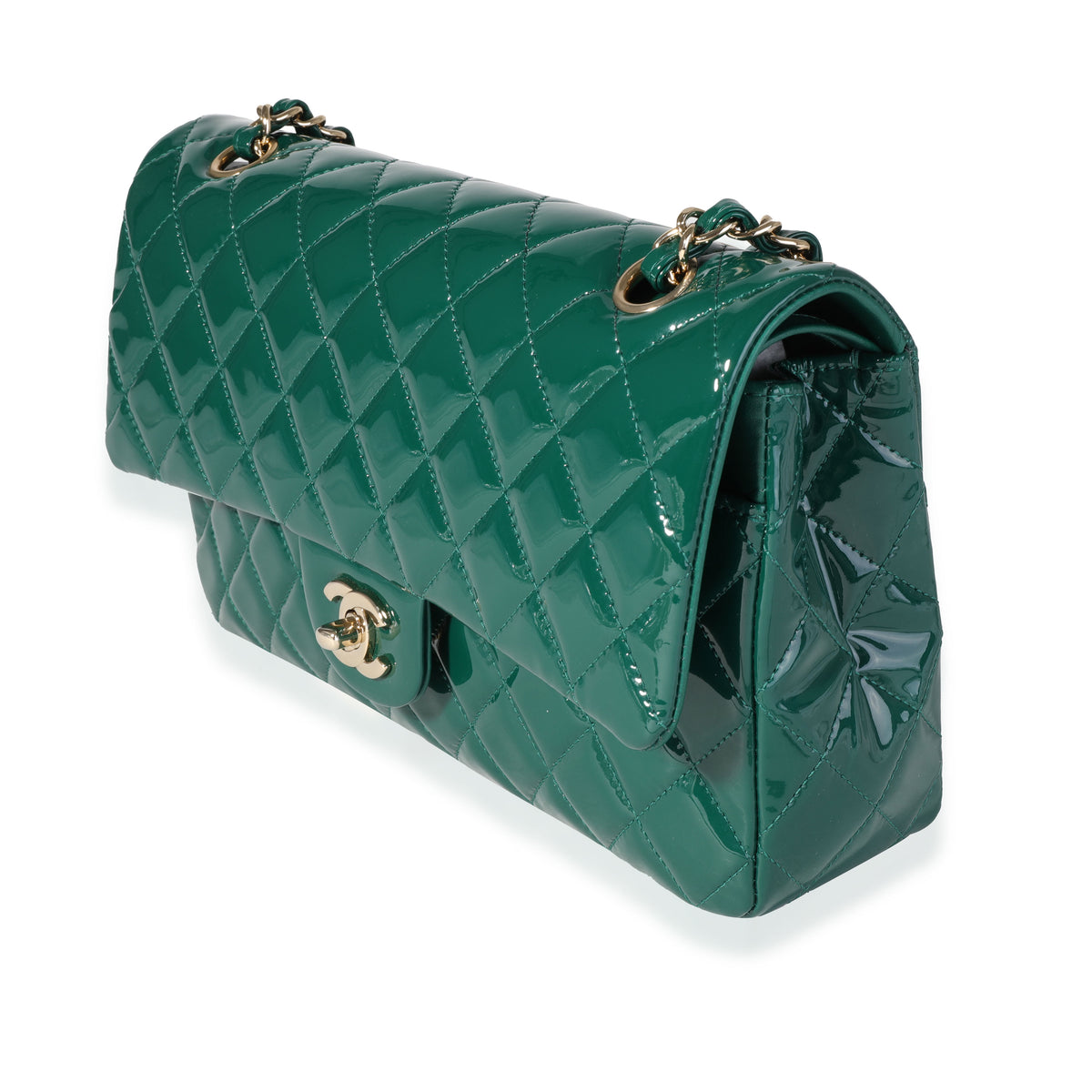 Chanel Green Patent Medium Classic Double Flap Bag