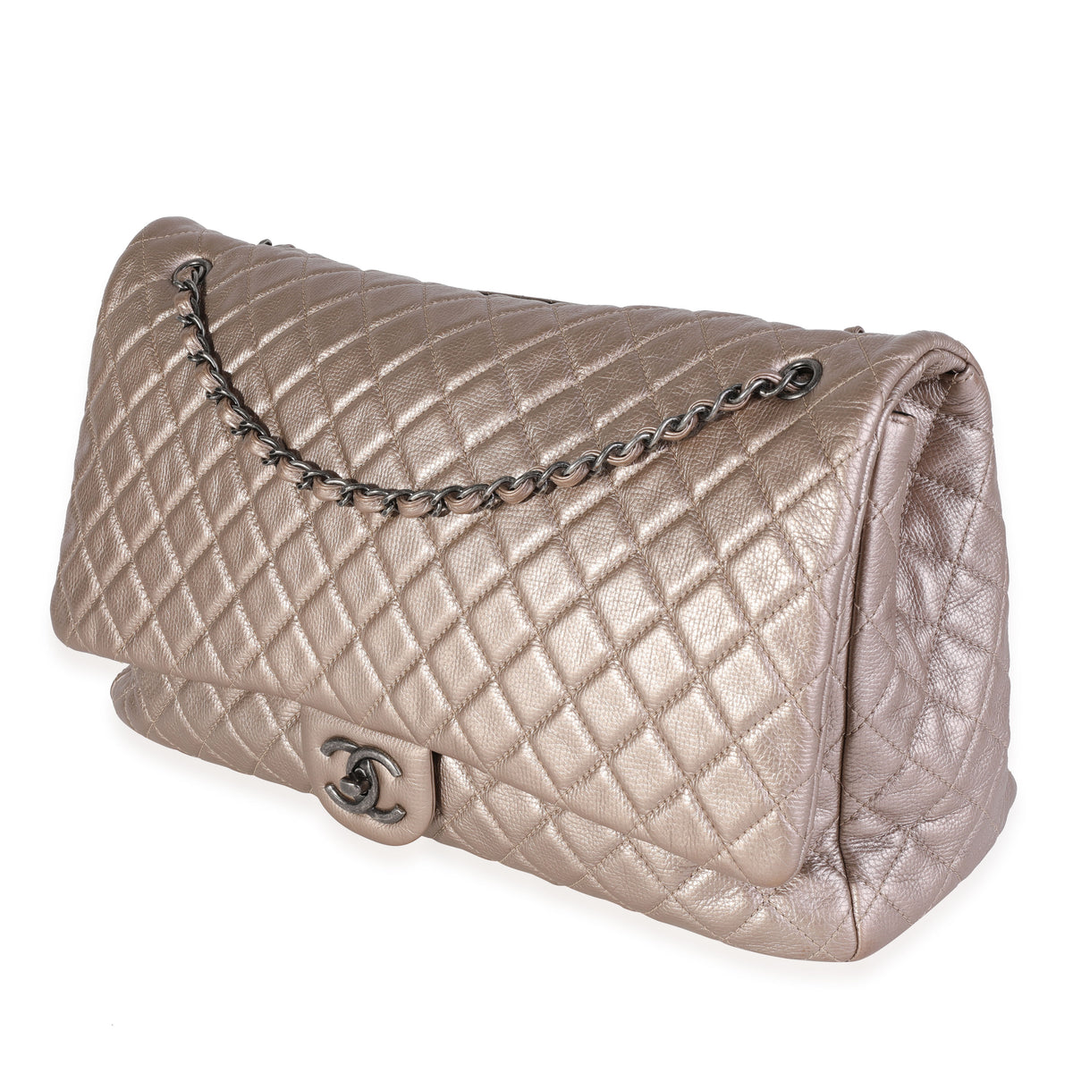 Chanel Metallic Gold Quilted Calfskin Chanel Airlines XXL Travel Flap Bag, myGemma