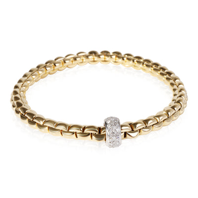 FOPE Solo Bracelet With Pave Rondel in 18k White Gold/Yellow Gold 0.37 CTW