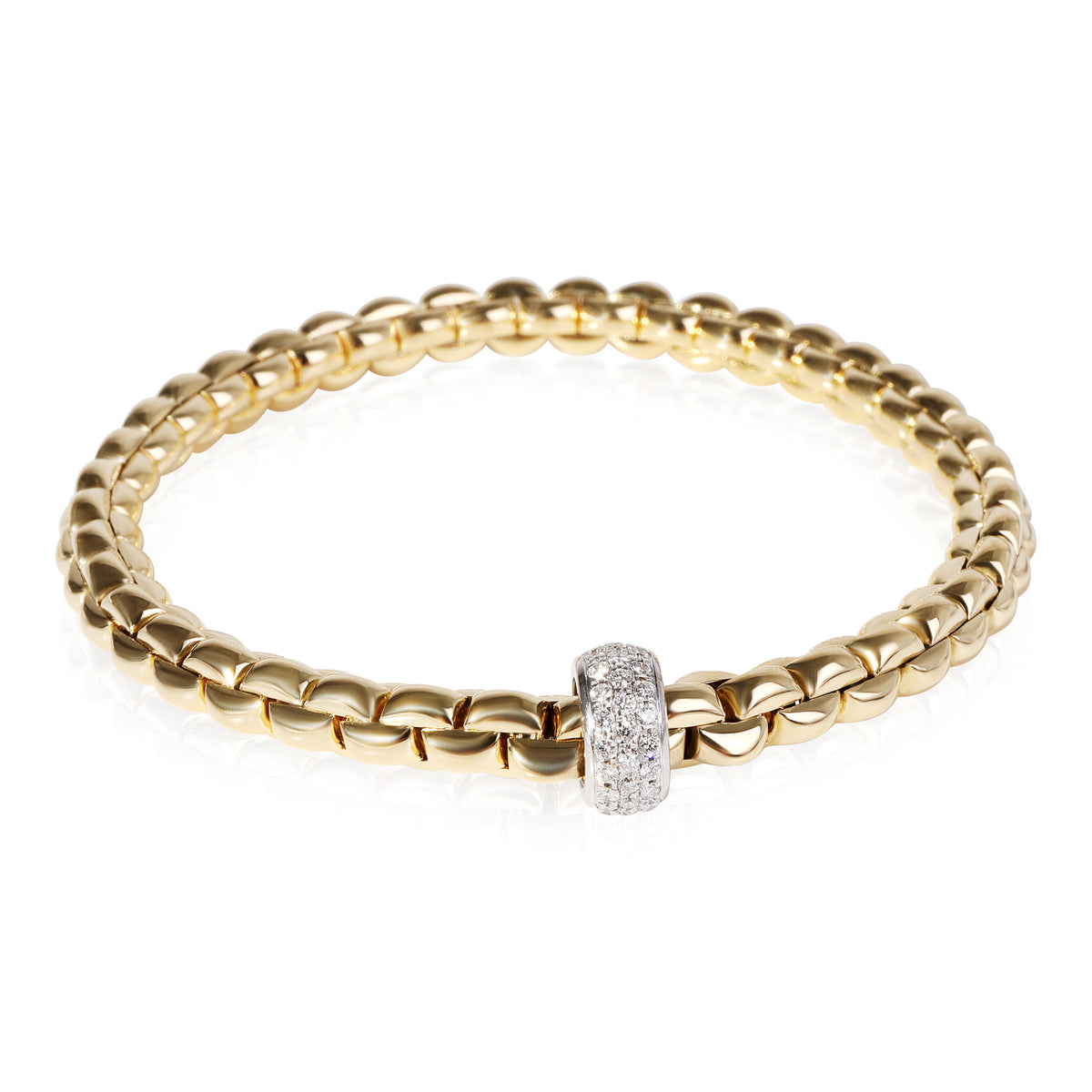 FOPE Solo Bracelet With Pave Rondel in 18k White Gold/Yellow Gold 0.37 CTW