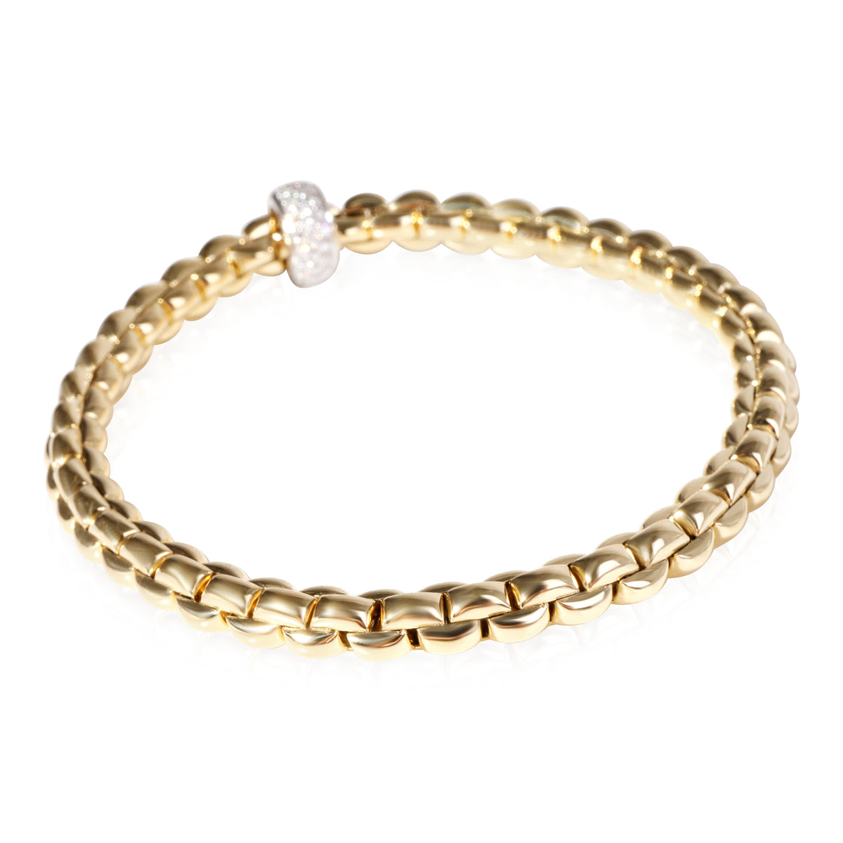 FOPE Solo Bracelet With Pave Rondel in 18k White Gold/Yellow Gold 0.37 CTW