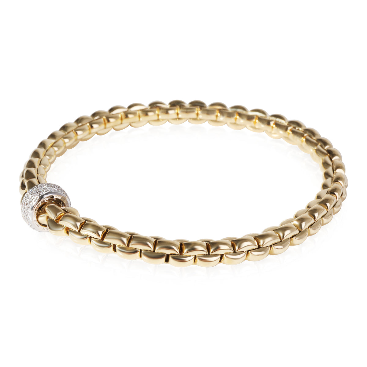 FOPE Solo Bracelet With Pave Rondel in 18k White Gold/Yellow Gold 0.37 CTW