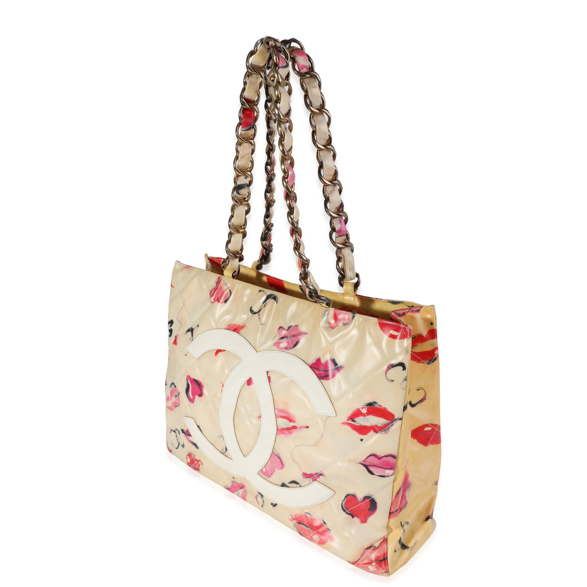 Chanel Vintage Multicolor Coated Canvas Coco Lips and Kisses Tote