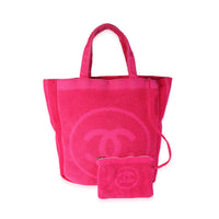 Chanel Fuchsia Terry Cloth CC Beach Tote