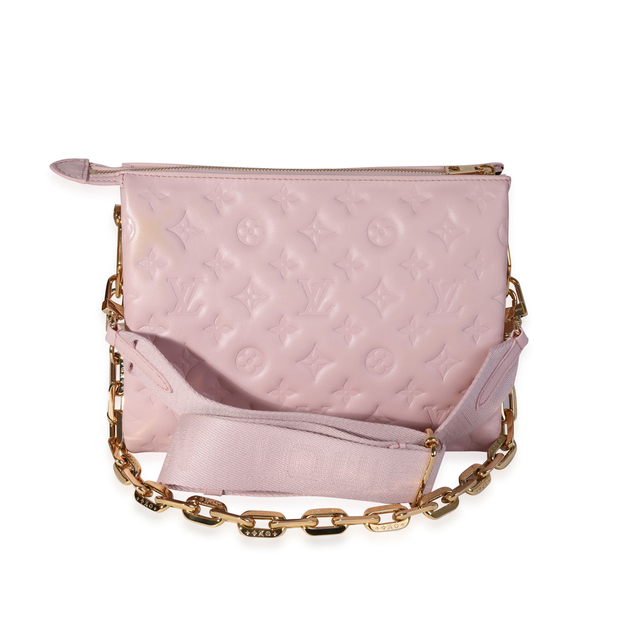 LOUIS VUITTON COUSSIN PM PINK PURPLE LAMBSKIN LEATHER GOLD CHAIN