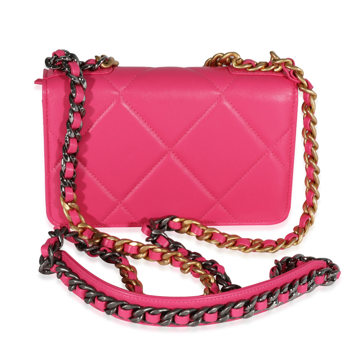 Chanel Hot Pink Quilted Lambskin Chanel 19 Wallet On Chain, myGemma