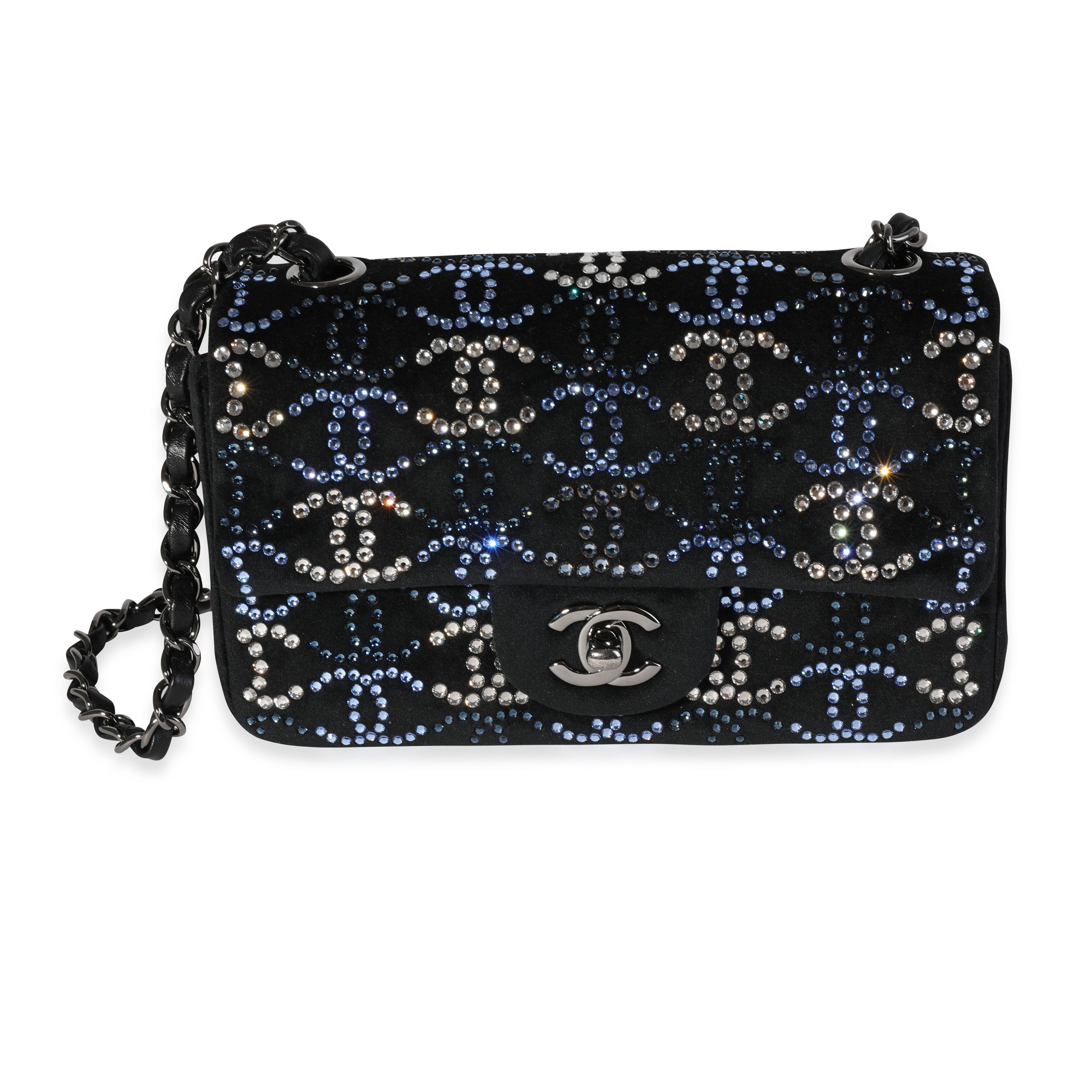 Chanel Black Velvet & Crystal CC Mini Rectangular Flap Bag, myGemma, NZ