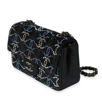 Chanel Black Velvet & Crystal CC Mini Rectangular Flap Bag