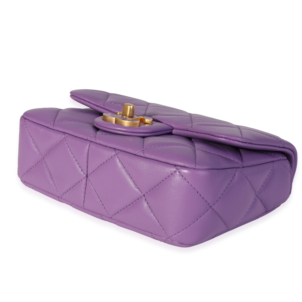 Chanel Purple Quilted Lambskin Mini Square Classic Flap Bag, myGemma, IT