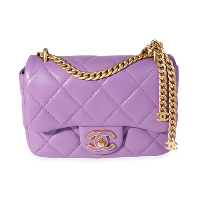 Chanel Purple Quilted Lambskin Mini Square Chain Flap Bag