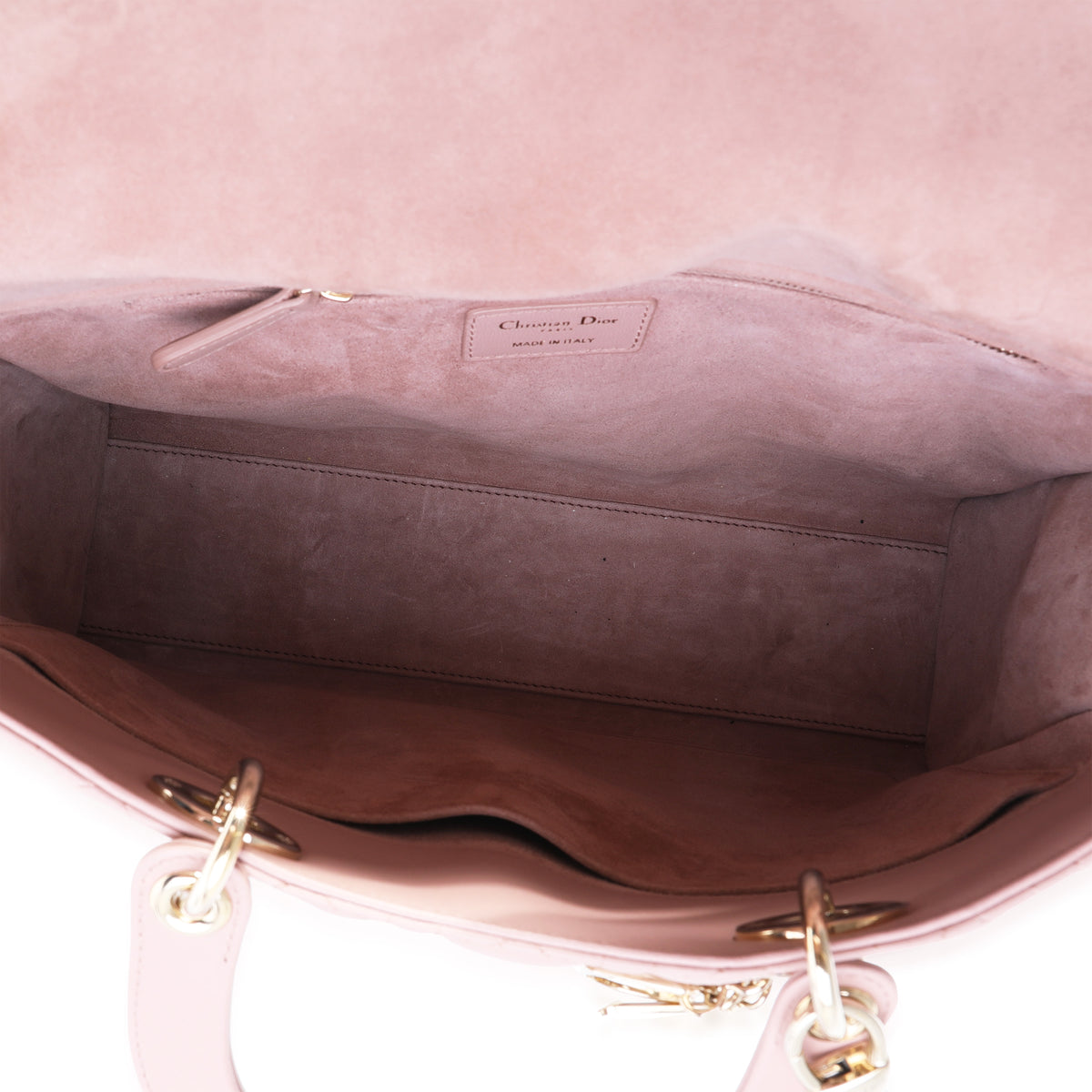 Christian Dior Pink Lambskin Cannage Large Lady Dior Bag