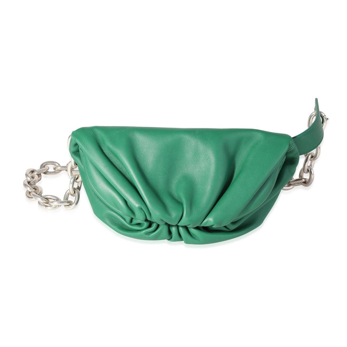 Bottega Veneta The Chain Pouch Gathered Leather Belt Bag In Green