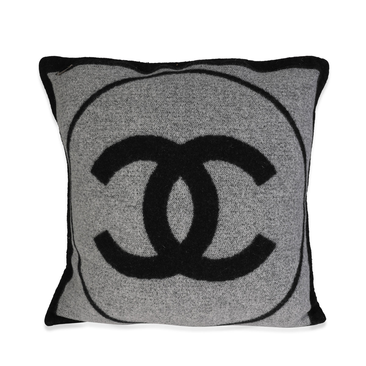 Chanel Black & Gray Cashmere Blend CC Throw Pillow