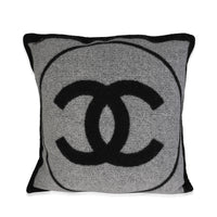 Chanel Black & Gray Cashmere Blend CC Throw Pillow