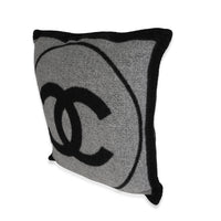 Chanel Black & Gray Cashmere Blend CC Throw Pillow