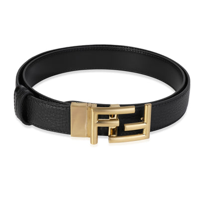 Fendi Black Grained Leather FF Motif Belt