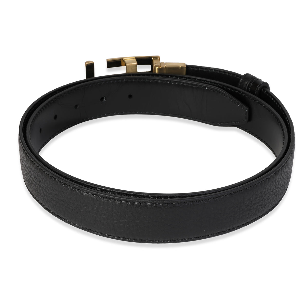 Fendi Black Grained Leather FF Motif Belt