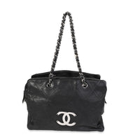 Black Diamond Stitch Leather Outdoor Ligne Shopper Tote