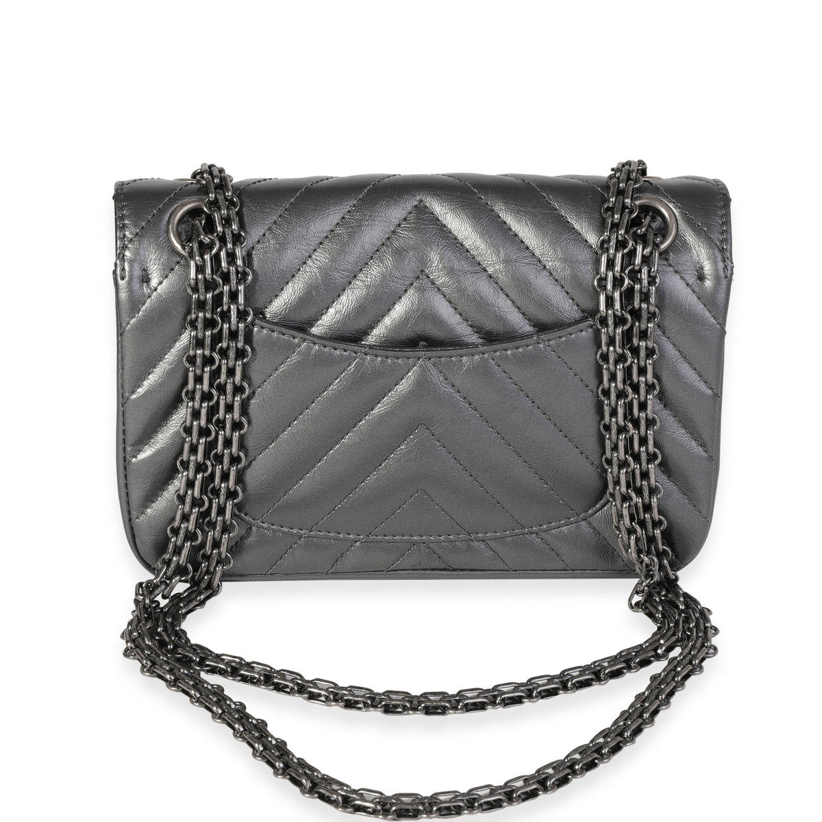 Chanel Metallic Grey Aged Calfskin Chevron Quilted 2.55 Reissue Mini Flap  Bag, myGemma