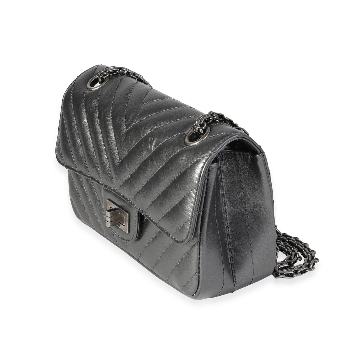 Chanel Mini 2.55 Reissue Flap Bag Goatskin Dark Grey Ruthenium Hardwar