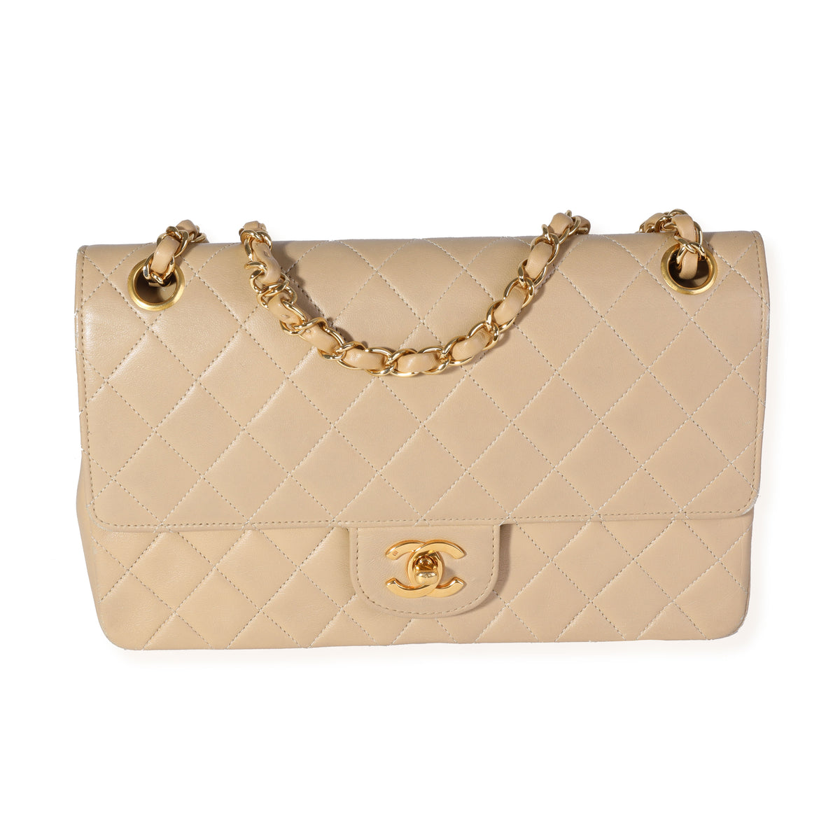 Chanel Vintage Beige Quilted Lambskin Medium Classic Double Flap Bag, myGemma, QA
