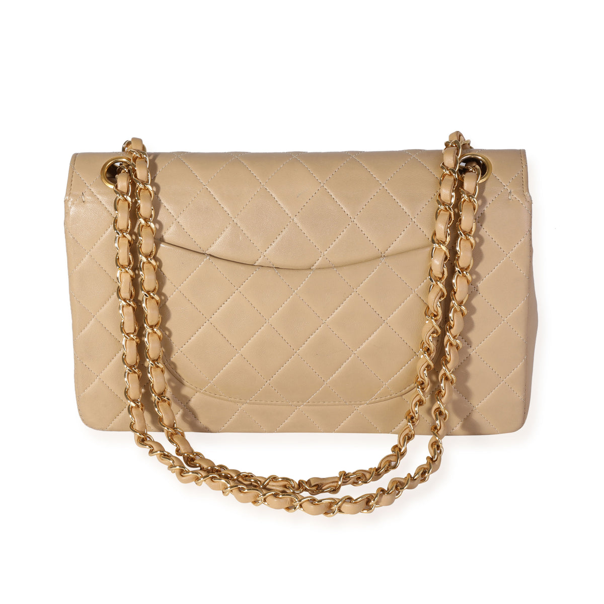 Chanel Beige Quilted Lambskin Leather Medium Timeless Classic Double Flap  Shoulder Bag Chanel