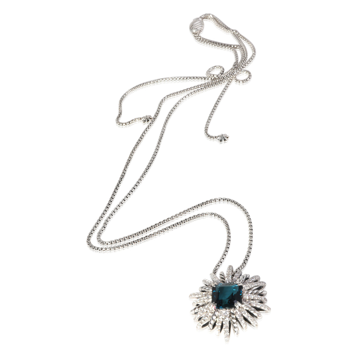 David Yurman Starburst Blue Topaz Diamond Necklace in Sterling Silver